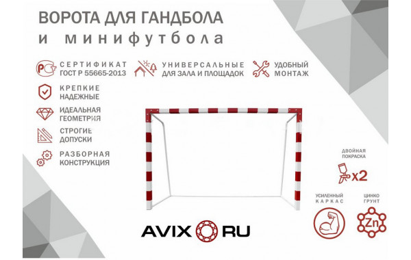 Ворота минифутбольные стальные усиленные AVIX премиум Гимнаст 3.055 пара 600_380