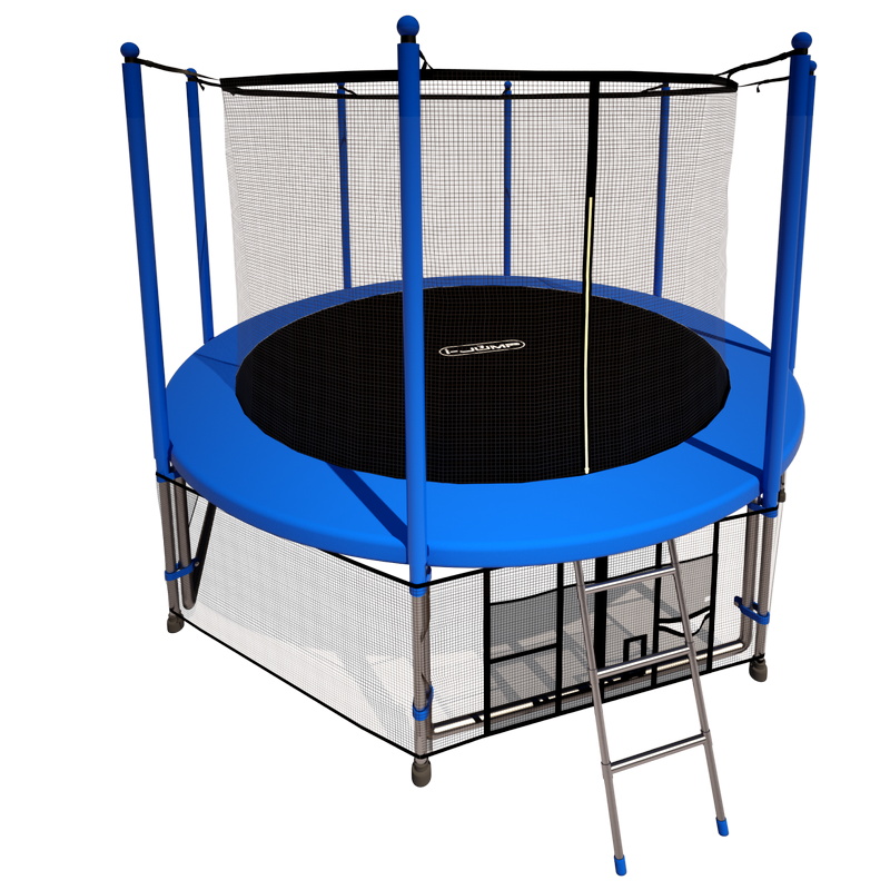 Батут i-Jump Classic 14FT 427 см с нижней сетью и лестницей синий 800_800