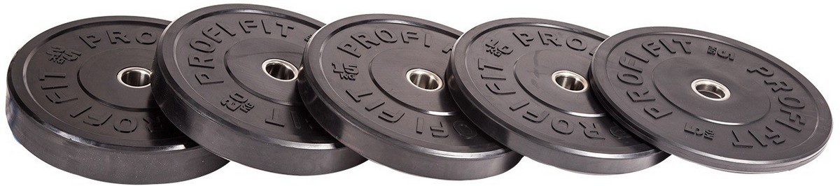 Диск для штанги каучуковый, черный, d51 20кг Profi-Fit 1200_266