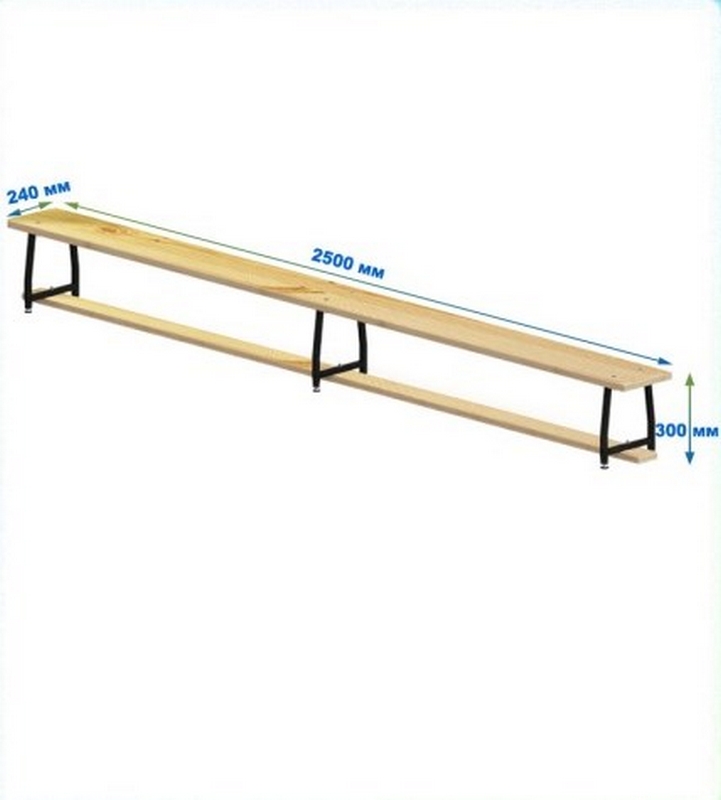 Скамейка гимнастическая 2500мм (щит дерево) ножки метал с РО Dinamika 721_800