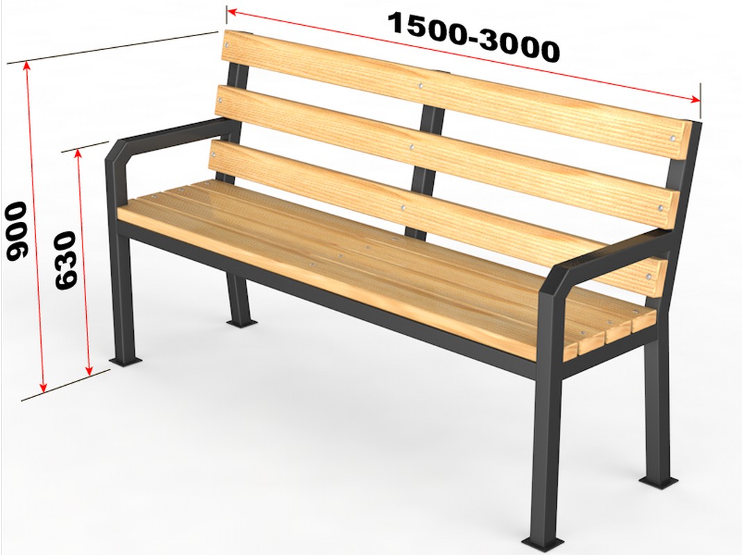 Уличная скамейка со спинкой Glav Дача, длина 3000 мм 14.6.600-3000 1069_800