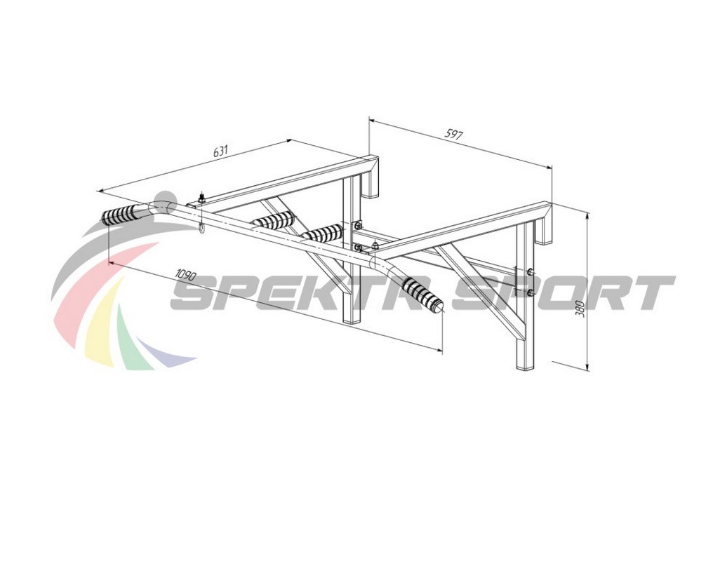 Турник навесной на гимнастическую стенку Spektr Sport Джет 2, белый 1036_800