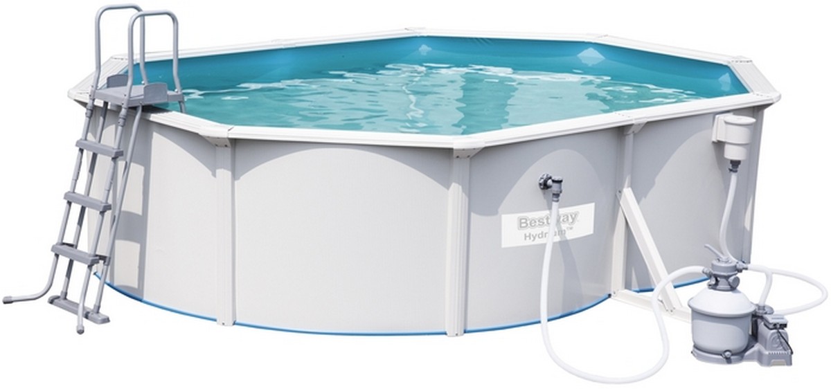 Каркасный бассейн овальный 500х360х120см+насос-фильтр Bestway Hydrium Oval Pool Set 56586 1200_562