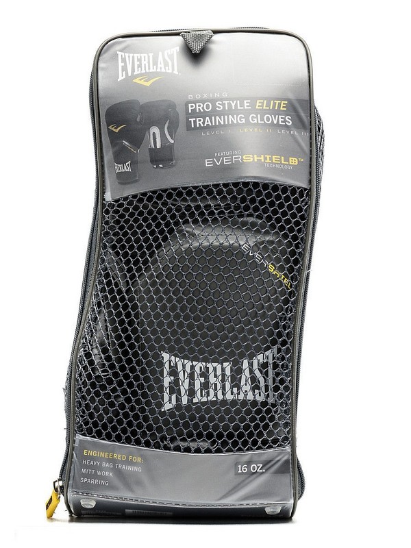 Перчатки тренировочные Everlast Pro Style Elite 16oz 2316E черный 600_800