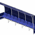 Скамейка для запасных игроков ФСИ на 10 мест, с козырьком 10612 120_120